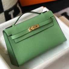 Hermes Kelly Pochette Bag In Vert Criquet Epsom Leather Hermes Kelly Pochette Bag In Vert Criquet Epsom Leather