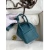 Hermes Mini Lindy Handmade Bag In Vert Bosphore Clemence Leather Hermes Mini Lindy Handmade Bag In Vert Bosphore Clemence Leather