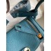 Hermes Mini Lindy Handmade Bag In Vert Bosphore Clemence Leather Hermes Mini Lindy Handmade Bag In Vert Bosphore Clemence Leather