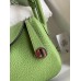 Hermes Mini Lindy Handmade Bag In Vert Cypres Clemence Leather