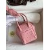 Hermes Mini Lindy Handmade Bag In Rose Sakura Ostrich Leather Hermes Mini Lindy Handmade Bag In Rose Sakura Ostrich Leather