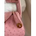 Hermes Mini Lindy Handmade Bag In Rose Sakura Ostrich Leather Hermes Mini Lindy Handmade Bag In Rose Sakura Ostrich Leather