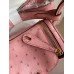 Hermes Mini Lindy Handmade Bag In Rose Sakura Ostrich Leather Hermes Mini Lindy Handmade Bag In Rose Sakura Ostrich Leather