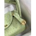 Hermes Mini Lindy Handmade Bag In Vert Cypres Ostrich Leather
