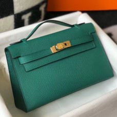Hermes Kelly Pochette Bag In Vert Veronese Epsom Leather Hermes Kelly Pochette Bag In Vert Veronese Epsom Leather