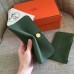 Hermes Dogon Duo Wallet In Green Clemence Leather Hermes Dogon Duo Wallet In Green Clemence Leather