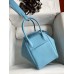 Hermes Lindy 26 Handmade Bag In Blue Atoll Clemence Leather Hermes Lindy 26 Handmade Bag In Blue Atoll Clemence Leather
