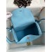 Hermes Lindy 26 Handmade Bag In Blue Atoll Clemence Leather Hermes Lindy 26 Handmade Bag In Blue Atoll Clemence Leather