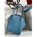 Hermes Lindy 26 Handmade Bag In Blue Jean Clemence Leather Hermes Lindy 26 Handmade Bag In Blue Jean Clemence Leather