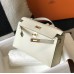 Hermes Kelly Pochette Bag In White Epsom Leather Hermes Kelly Pochette Bag In White Epsom Leather
