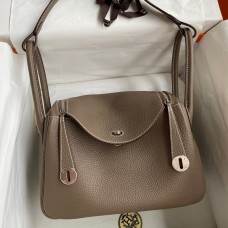 Hermes Lindy 26 Handmade Bag In Taupe Clemence Leather Hermes Lindy 26 Handmade Bag In Taupe Clemence Leather