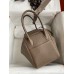 Hermes Lindy 26 Handmade Bag In Taupe Clemence Leather Hermes Lindy 26 Handmade Bag In Taupe Clemence Leather