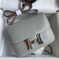Hermes Constance 18 Handmade Bag In Grey Matte Alligator Leather Hermes Constance 18 Handmade Bag In Grey Matte Alligator Leather