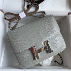 Hermes Constance 18 Handmade Bag In Grey Matte Alligator Leather Hermes Constance 18 Handmade Bag In Grey Matte Alligator Leather
