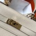 Hermes Kelly 20cm Bag In Craie Clemence Leather GHW Hermes Kelly 20cm Bag In Craie Clemence Leather GHW