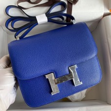 Hermes Constance 18 Handmade Bag In Blue Electric Chevre Mysore Leather Hermes Constance 18 Handmade Bag In Blue Electric Chevre Mysore Leather