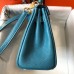 Hermes Kelly 20cm Bag In Blue Jean Clemence Leather GHW Hermes Kelly 20cm Bag In Blue Jean Clemence Leather GHW
