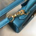 Hermes Kelly 20cm Bag In Blue Jean Clemence Leather GHW Hermes Kelly 20cm Bag In Blue Jean Clemence Leather GHW