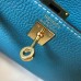 Hermes Kelly 20cm Bag In Blue Jean Clemence Leather GHW Hermes Kelly 20cm Bag In Blue Jean Clemence Leather GHW