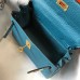 Hermes Kelly 20cm Bag In Blue Jean Clemence Leather GHW Hermes Kelly 20cm Bag In Blue Jean Clemence Leather GHW