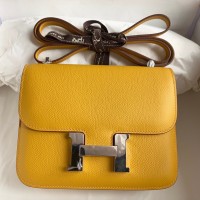 Hermes Constance 18 Handmade Bag In Jaune Ambre Epsom Calfskin Hermes Constance 18 Handmade Bag In Jaune Ambre Epsom Calfskin