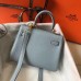 Hermes Kelly 20cm Bag In Blue Lin Clemence Leather GHW Hermes Kelly 20cm Bag In Blue Lin Clemence Leather GHW