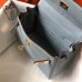 Hermes Kelly 20cm Bag In Blue Lin Clemence Leather GHW Hermes Kelly 20cm Bag In Blue Lin Clemence Leather GHW