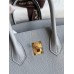 Hermes Birkin 25 Retourne Handmade Bag In Blue Glacier Clemence Leather Hermes Birkin 25 Retourne Handmade Bag In Blue Glacier Clemence Leather