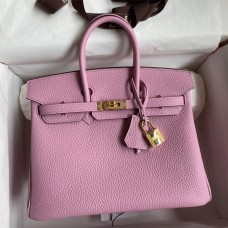 Hermes Birkin 25 Retourne Handmade Bag In Mauve Sylvestre Clemence Leather Hermes Birkin 25 Retourne Handmade Bag In Mauve Sylvestre Clemence Leather