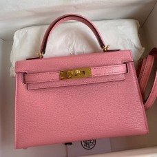 Hermes Kelly Mini II Sellier Handmade Bag In Rose Confetti Chevre Mysore Leather Hermes Kelly Mini II Sellier Handmade Bag In Rose Confetti Chevre Mysore Leather