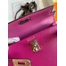 Hermes Kelly Mini II Sellier Handmade Bag In Rose Purple Chevre Mysore Leather Hermes Kelly Mini II Sellier Handmade Bag In Rose Purple Chevre Mysore Leather