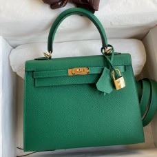 Hermes Kelly Sellier 25 Handmade Bag In Vert Vertigo Epsom Calfskin Hermes Kelly Sellier 25 Handmade Bag In Vert Vertigo Epsom Calfskin