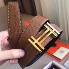 Hermes H Au Carre Belt Buckle & Brown 32mm Strap Hermes H Au Carre Belt Buckle & Brown 32mm Strap