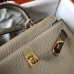 Hermes Kelly 20cm Bag In Grey Clemence Leather GHW Hermes Kelly 20cm Bag In Grey Clemence Leather GHW