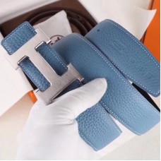 Hermes H Belt Buckle & Blue Clemence 32 MM Strap Hermes H Belt Buckle & Blue Clemence 32 MM Strap
