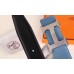 Hermes H Belt Buckle & Blue Clemence 32 MM Strap