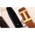 Hermes H Belt Buckle & Brown Clemence 32 MM Strap
