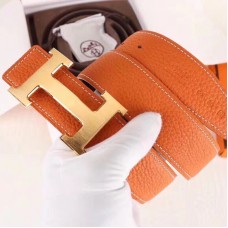 Hermes H Belt Buckle & Orange 32mm Clemence Strap Hermes H Belt Buckle & Orange 32mm Clemence Strap