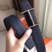 Hermes H d'Ancre Reversible Belt In Sapphire/Ardoise Leather Hermes H dAncre Reversible Belt In Sapphire/Ardoise Leather