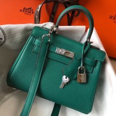 Hermes Kelly 20cm Bag In Vert Vertigo Clemence Leather PHW Hermes Kelly 20cm Bag In Vert Vertigo Clemence Leather PHW
