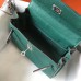 Hermes Kelly 20cm Bag In Vert Vertigo Clemence Leather PHW Hermes Kelly 20cm Bag In Vert Vertigo Clemence Leather PHW