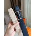 Hermes H d'Ancre Reversible Belt In Blue/White Epsom Leather Hermes H dAncre Reversible Belt In Blue/White Epsom Leather