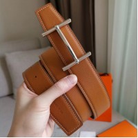 Hermes H d'Ancre Reversible Belt In Gold/Red Epsom Leather Hermes H d'Ancre Reversible Belt In Gold/Red Epsom Leather