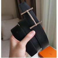 Hermes H d'Ancre Reversible Belt In Black/White Epsom Leather Hermes H d'Ancre Reversible Belt In Black/White Epsom Leather