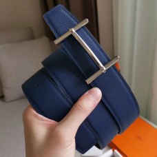Hermes H d'Ancre Reversible Belt In Indigo/Black Epsom Leather Hermes H d'Ancre Reversible Belt In Indigo/Black Epsom Leather