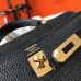 Hermes Kelly 20cm Bag In Black Clemence Leather GHW Hermes Kelly 20cm Bag In Black Clemence Leather GHW