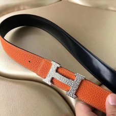 Hermes H Belt Buckle & Orange Clemence 32 MM Strap Hermes H Belt Buckle & Orange Clemence 32 MM Strap