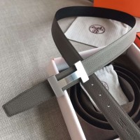 Hermes Quizz 32mm Reversible Belt In Grey Clemence Leather Hermes Quizz 32mm Reversible Belt In Grey Clemence Leather