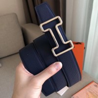 Hermes Tonight 38MM Reversible Belt In Navy/Black Epsom Leather Hermes Tonight 38MM Reversible Belt In Navy/Black Epsom Leather
