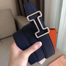 Hermes Tonight 38MM Reversible Belt In Navy/Black Epsom Leather Hermes Tonight 38MM Reversible Belt In Navy/Black Epsom Leather